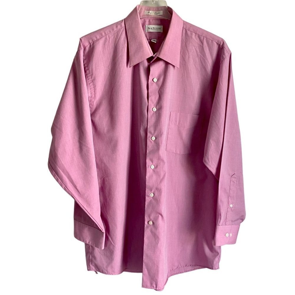 Van Heusen Wrinkle Free Long Sleeve Button Down Shirt Neck 17 XL